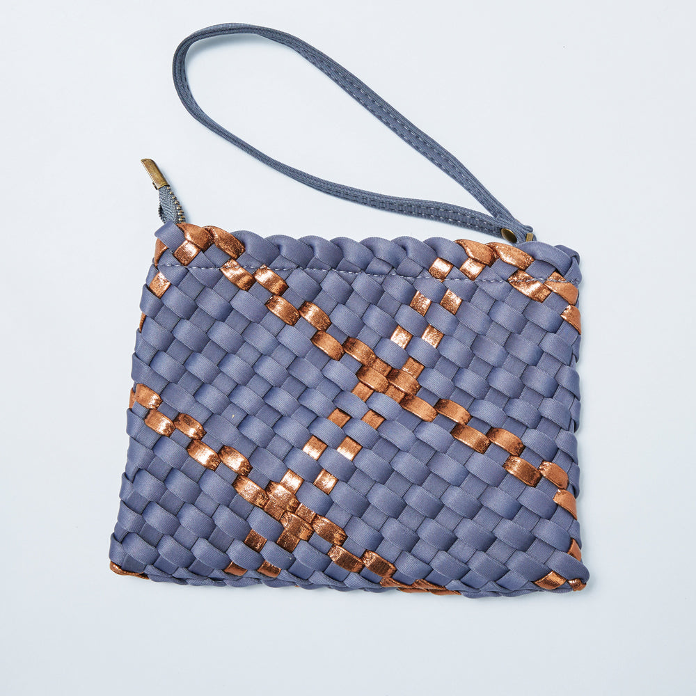 MON MILOU | AMSTERDAM CROSSBODY TOTE | GREY-BLUE & COPPER